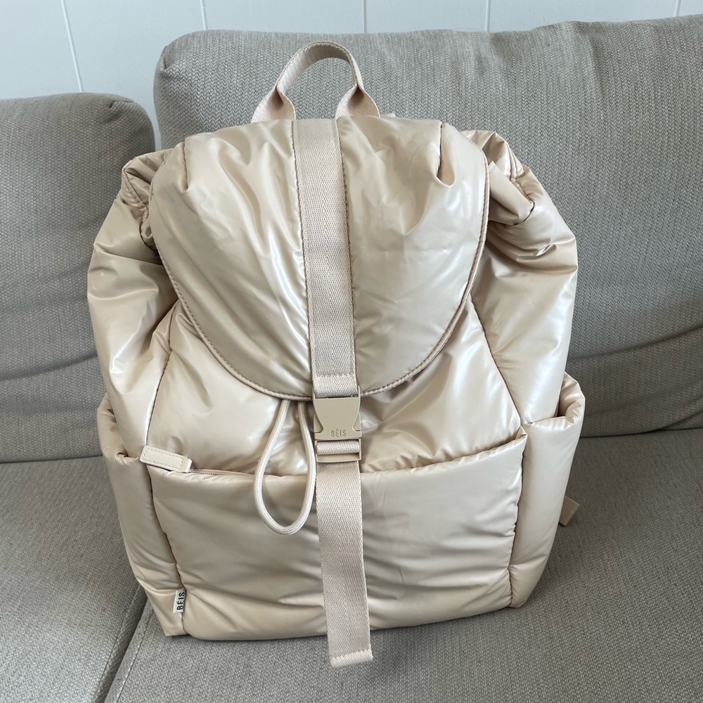 Beis Air Puffy Cargo Backpack in Beige